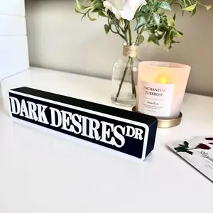 Dark Desires Dr Sign - 8" x 1.6" x 1.1" Decorative Bookshelf Accent for Dark Romance Readers - Compact & Impactful Accessory for Your Bookshelf