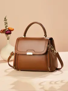 New Simple Women's Handbag Pu Tote Satchel Classic Flap Shoulder Elegant Durable Fashionable Large Capacity Shoulder Bag Crossbody Bag for Travel Shopping