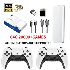 20000+ Classic Games Retro Game Stick with Dual 2.4G Wireless Controllers, 4K HDMI Output Plug & Play Video Game Console, Equipped with 23 Classic Simulators, Wireless Retro Gaming Console for Gifts