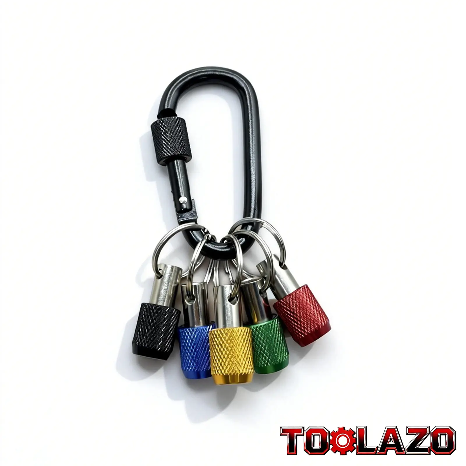 Drill Bit Keychain Kit with 1/4 in Hex Shank Socket Adapter, Interlocking Quick-Release Magnetic Screwdriver Bit Holders, Powder Coated Carabiner Clip, Organization Tool for Home Improvement, Pros Securely Attached to Keys