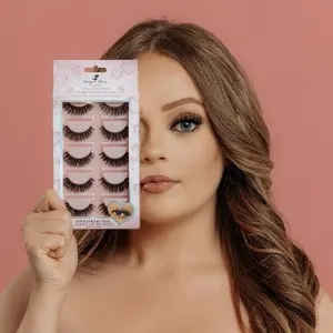 5-Pair Love Collection Eyelash 3D 5D Faux Mink Eyelashes Reusable Cruelty Free Vegan Ultra Wispy Cosmetic