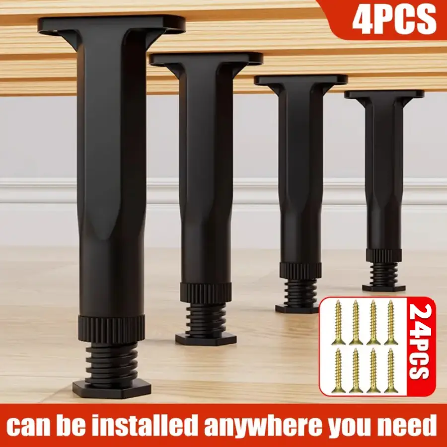 Adjustable Bed Risers 4/8-Pack Heavy-Duty PVC Leveling Feet with Screws 13.5-22cm Extendable Legs for Bed Frame Sofa Table TV Stand Furniture Stabilizers Height-Adjustable Leg Extenders Hardware Parts Industrial 16PCS Pvc