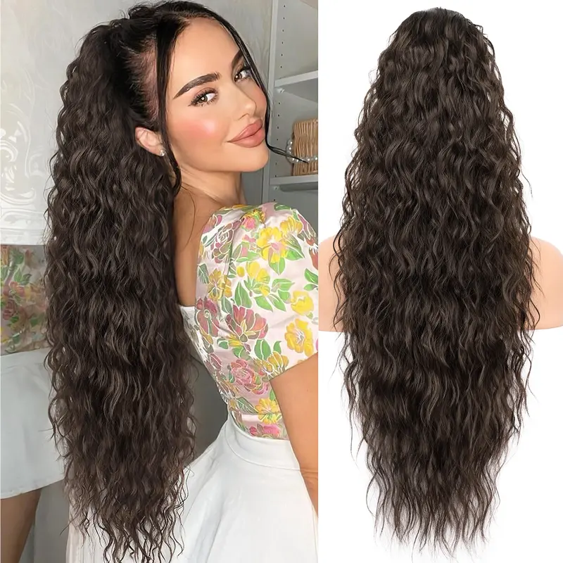 Kookastyle  Drawstring Ponytail Extension 30" Curly Pony Tail Clip in Hair Extensions for Women Fluffy Natural Looking Synthetic Hairpiece for Daily Use