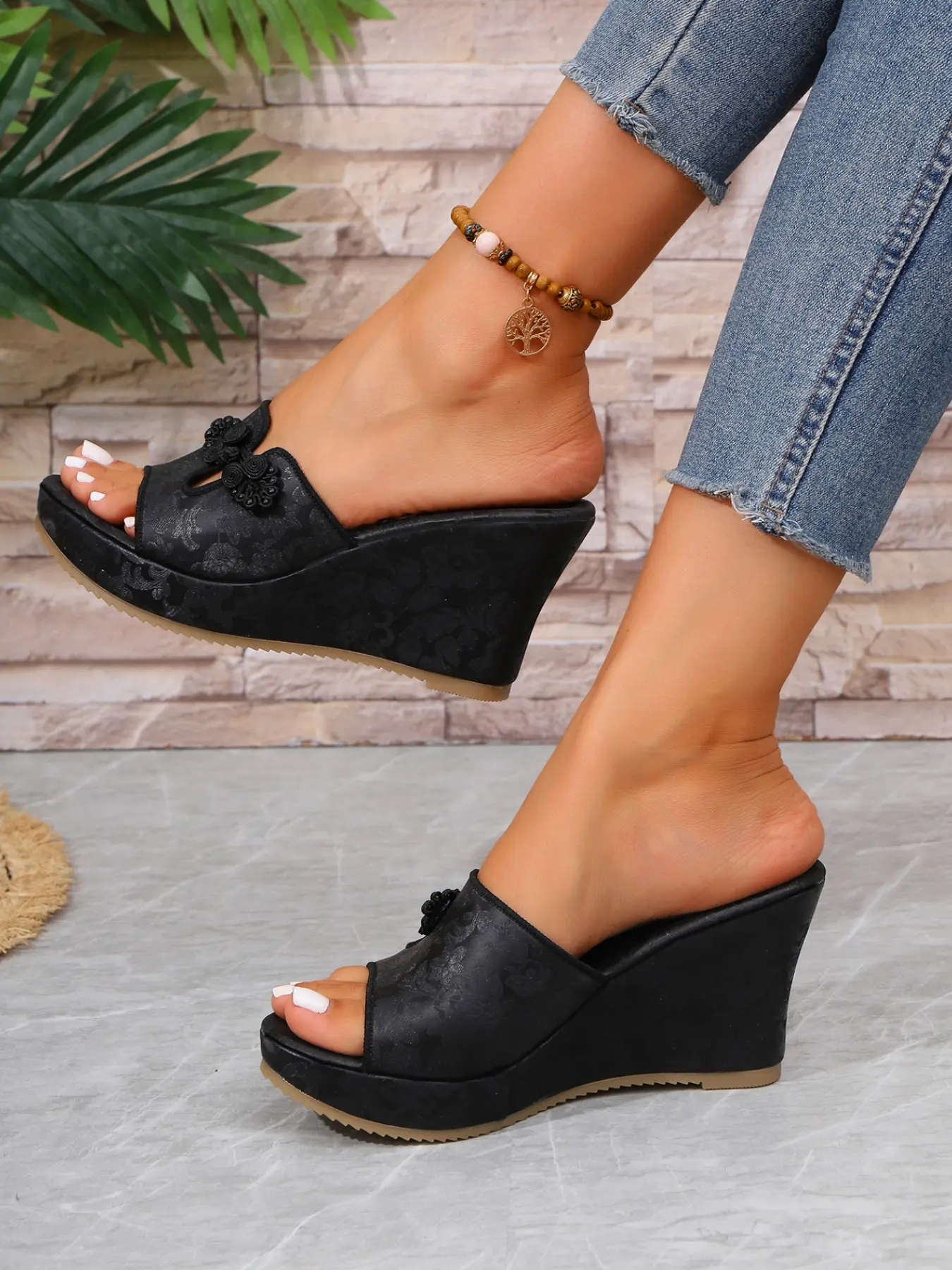 2026 New Women's Plus Size Thick Sole Wedge Sandals, Bohemian Trendy Sandals, Lightweight Comfort Design, Perfect for Summer Outdoor Beach Vacation, Fashionable Footwear