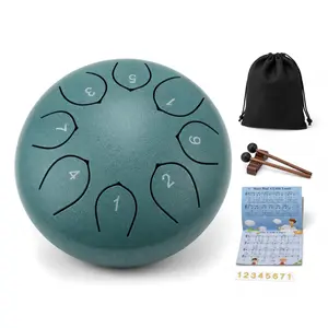 6-Inch 8-Note Steel Tongue Drum, Portable Mini Handpan Percussion Instrument with Mallets, Storage Bag & Music Book, Healing Gift for Outdoor Travel, Kids & New Music Beginners (Musical Enlightenment)