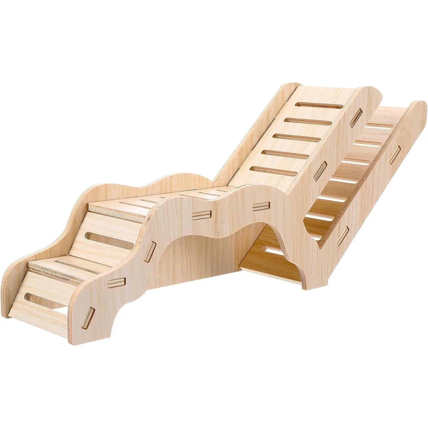 Versatile Hamster Hideout and Exploration Tunnel, Snap-Together Wooden Hamsters Tunnel Burrow with Panoramic Window Hamster Explorer for Gerbils Hamsters Small Pets Chew-Safe