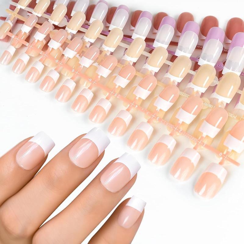 120Pcs 5 Pack Natural Nude Pink Acrylic Press-On Nails, Full Cover IKISKT Classic French Tips, 5 White French Styles, False Nail Art Kit for Women, Kids & Girls – Easter, Christmas & Birthday Gifts