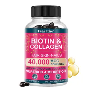 Fearathe Biotin Collagen Supplement for Healthy Hair, Skin and Nails 120 Capsules