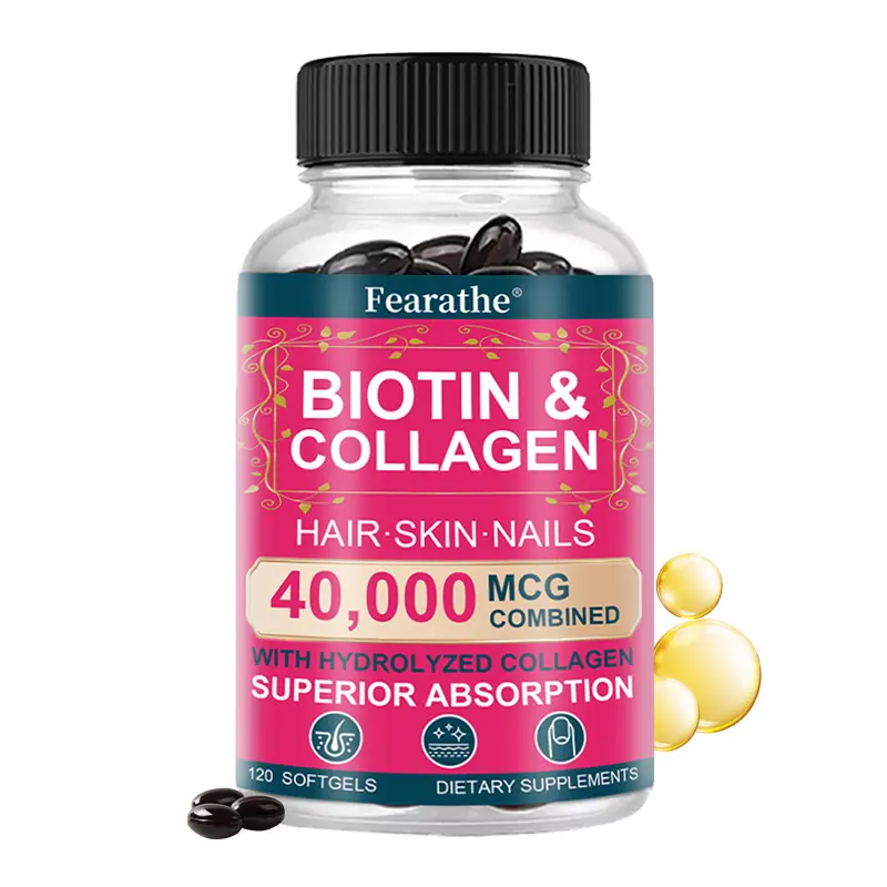 Fearathe Biotin Collagen Supplement for Healthy Hair, Skin and Nails 120 Capsules