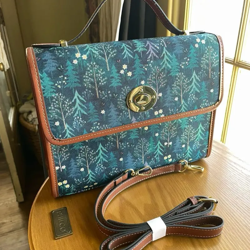 Spring Trees Satchel Bag with Removable Crossbody/Shoulder Strap