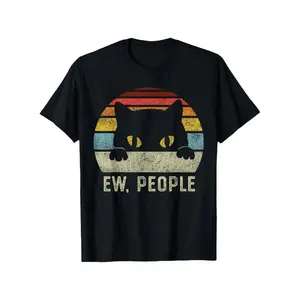 Vintage Cat Print T-Shirt for Introverts, Perfect Gift for Cat Lovers & Unique Style Enthusiasts, Casual Summer Wear