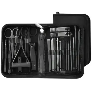 LMMAKE 26Pcs Manicure Set with Comedone Extractor,Professional Manicure Pedicure Kit in Travel Case,Stainless Steel Nail Care Tools Set with Blackhead Remover Tool,Nail & Skin Care Kit/Women Men Home Use