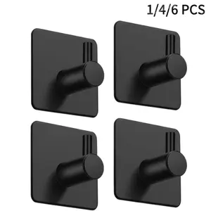 1/4/6 Self Adhesive Hooks, Extra Sticky and Strong, Stick on Hooks for Hanging up to 8KG, Coat Hooks on Wall or Door for Towel, Coat, Hat, Key, Wall Mounted Hooks