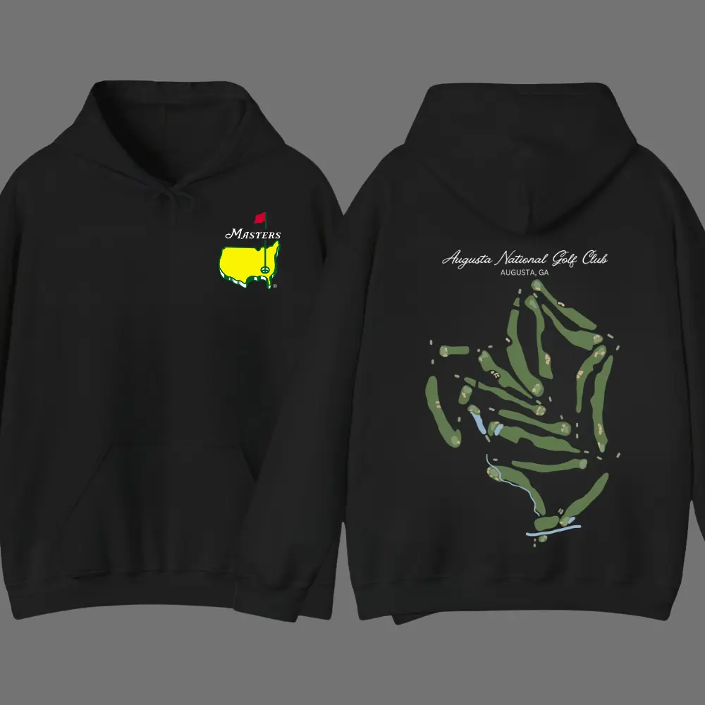 Augusta National Course Map Golf 2026 Hoodie, Vintage Unisex Cotton Apparel, Breathable Fabric Sports Top, Masters Tournament Hoodie, Masters Golf, For Men For Women