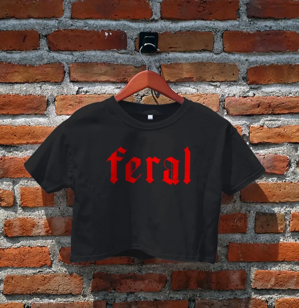 Feral Crop Top, Skeleton, Gothic shirt, Feral T-shirt, Women's Crop Top, Goth Shirt, Alternative Tee, Crop Tee, Cropped Shirt, Gifts for her