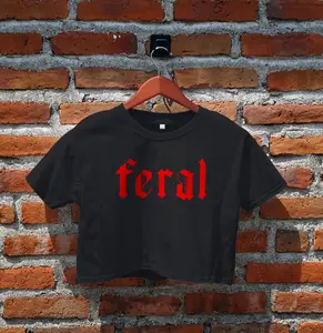 Feral Crop Top, Skeleton, Gothic shirt, Feral T-shirt, Women's Crop Top, Goth Shirt, Alternative Tee, Crop Tee, Cropped Shirt, Gifts for her