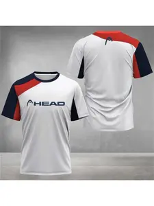 Summer Breathable Men's 3D Printed T-shirt, Outdoor Badminton and Table Tennis Shirt, Round Neck Short Sleeved Loose Top, New Hiking Suit