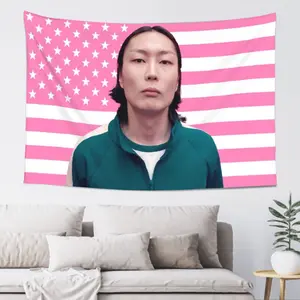 Nam gyu Pink American Flag Fun Decorative Banner for University Dormitory Decoration Garden Courtyard Polyester Tapestry Home Textiles