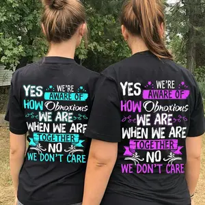 Matching Bestie T-shirts - Cute Graphic Slogan T-shirts for Best Friends Women's Cotton Top Casual Summer Crewneck Short Sleeve Fitted Tee