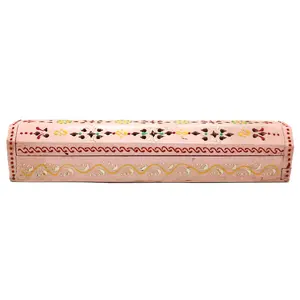 12 in. Pink Hand-Painted Wood Incense Coffin Box