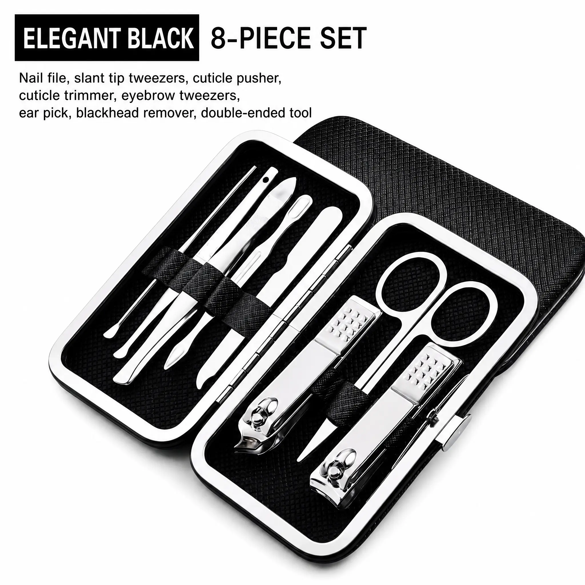 9 Pcs Professional Gap-Free Stainless Steel Tweezers & Nail Clipper Set with Storage Case, Suitable for Men and Women