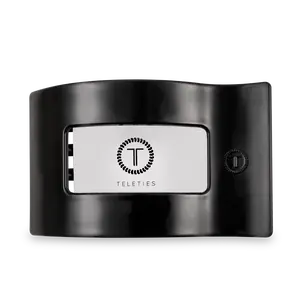 TELETIES - Jet Black Large Flat Rectangle Hair Clip - Lay Flat, Strong Grip, Nearly Unbreakable
