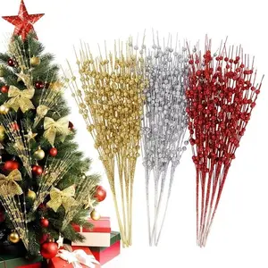 Sparkling Artificial Berry Stem Branch Christmas Tree Decoration, DIY Flower Ring Day Wedding Party Supplies Home Decor, Home Decor Ornaments