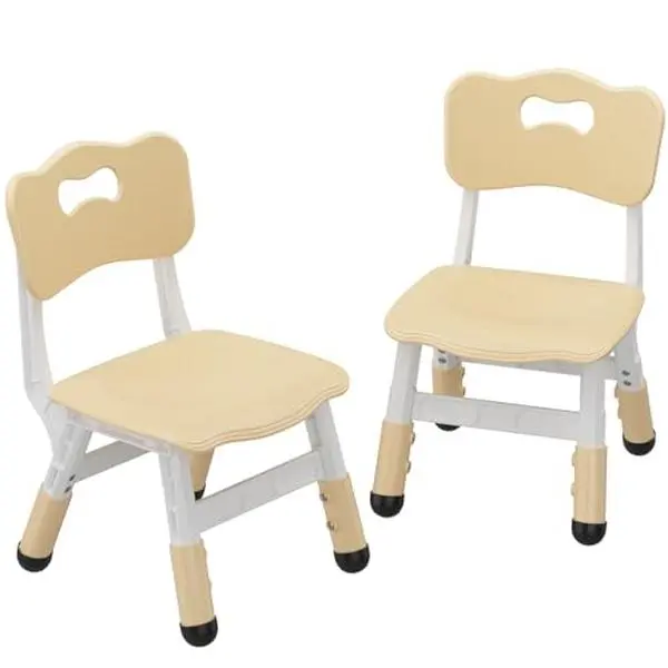 Children's Ergonomic Tiny Desk Chairs (2-Pack) - Sturdy Polypropylene Furniture, Curved Back, Rounded Edges, 3-Level Adjustable Height, Anti-Slip, Waterproof, Quick-Wipe Clean, CPC & CE Certified, Built-In Handle, 3-6 Years, Any Room Use
