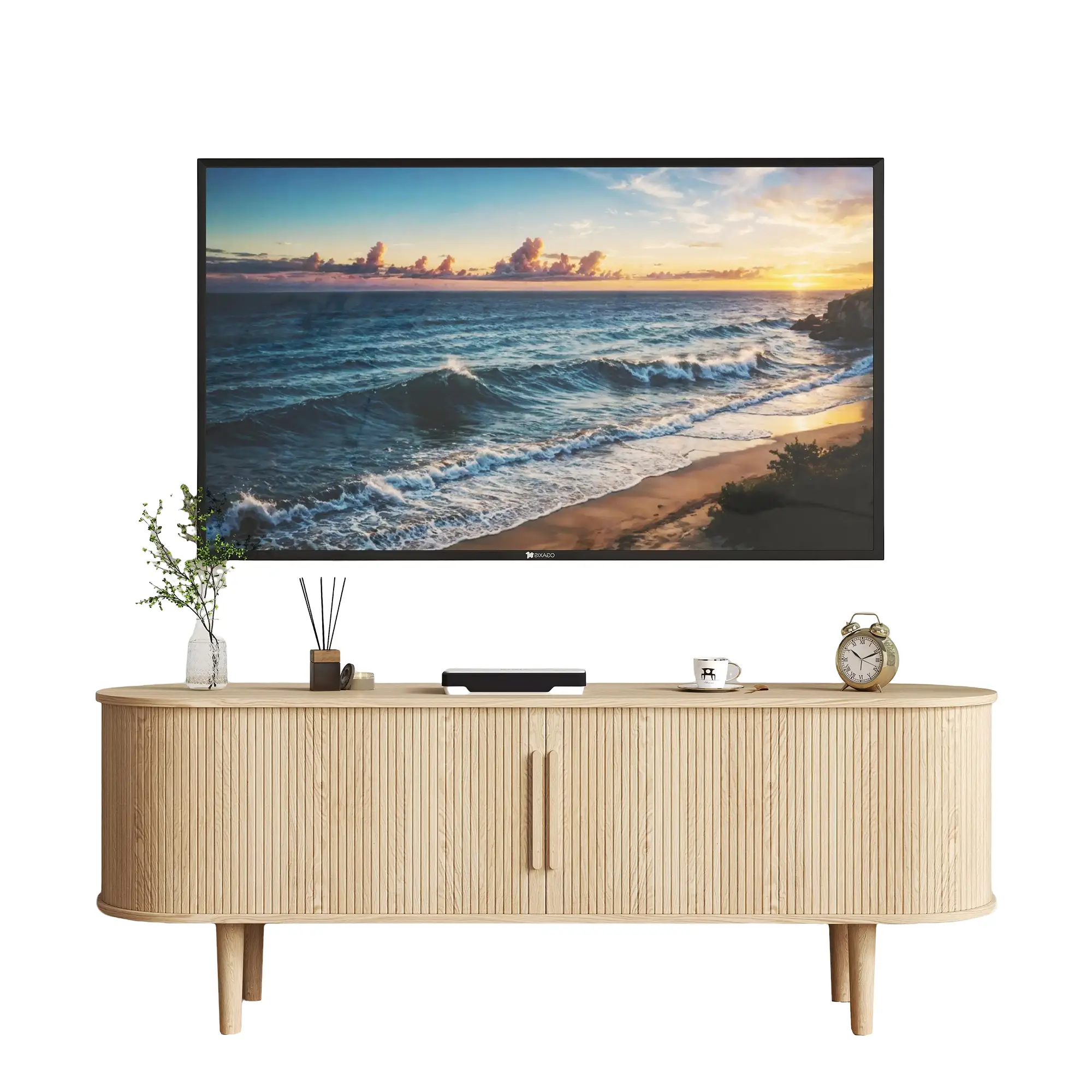 Giratree 62.99" TV Stand, Modern TV Console Table with Storage Compartment and Sliding Door, Gaming Entertainment Center with Cabinet for Living Room,