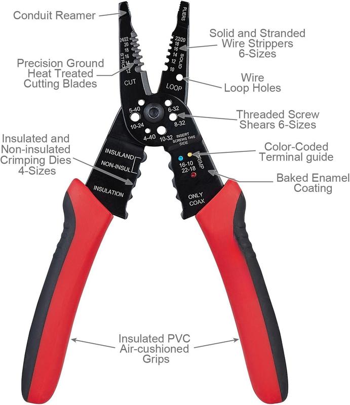 WG-015 Professional 8-inch Wire Stripper/wire crimping tool, Wire , Wire Crimper,  Stripper, Wiring Tools and Multi-Function Hand Tool.