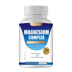WINYEL MAGNESIUM COMPLEX Wellness Capsules With Malate & Glycinate And 8 ELEMENTAL MAGNESIUM, Supports Health 90 Capsules, Dietary Supplement.
