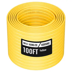 VEVOR NM-B Wire, 14AWG/2C Non-Mettalic Residential Indoor Electrical Wire with Ground, PVC Sheathed High-Purity Copper Core Cable, for Outlets, Switches, Other Loads & Lighting Wiring Project(100 ft)