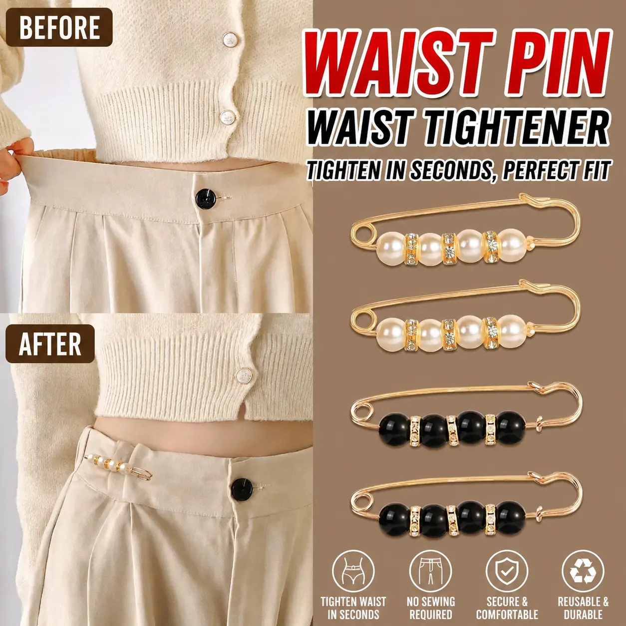 Faux Pearl Brooch Pins – 8 or 16 Counts, No Sewing Fasteners for Sweater Shawl Cardigan, Clothing Dress Decoration, Mixed Style, Pant Tightener for Women