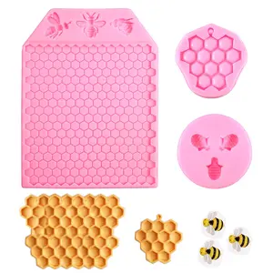 3 Packs 7 Cavity Bumble Bee Silicone Mold Honeycomb BeesChocolate Molds Silicone Beehive Fondant Beehive Baking Molds Candy Mold