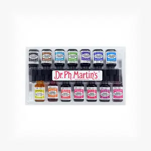 Dr. Ph. Martin's Radiant Concentrated Water Color (Set A) Watercolor Set, ½ US fl oz, 1 Set of 14 Bottles