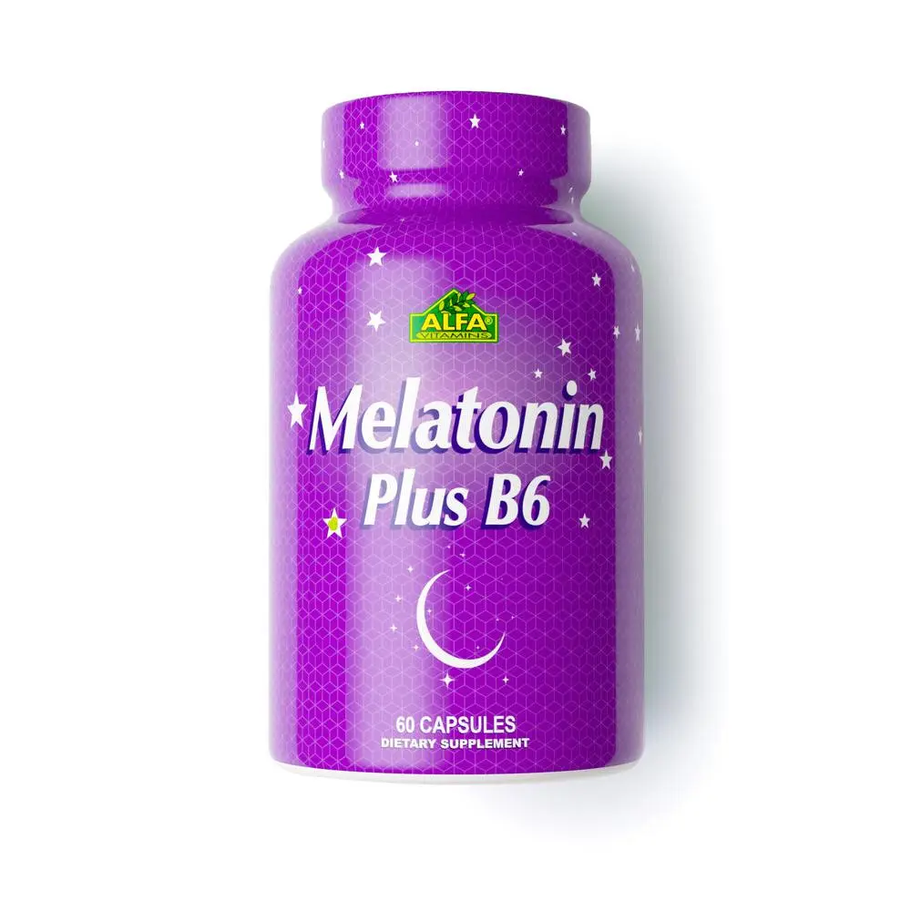 ALFA VITAMINS Melatonin 5mg with Vitamin B6, Sleep Support Supplement, Melatonin Capsules for Adults, 60 Capsules