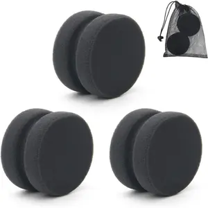 Paint Sponge Applicator 3Pcs, Black Detail Painting Sponge for Car Waxing, Wall Repairing Kitchen Cleaning with Storage Mesh Bag (Black)