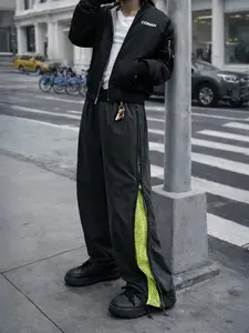 Men’s Gorpcore techwear wide-leg pants, unisex streetwear, detachable zip mesh athletic pants, waterproof loose cargo work pants for urban exploration, all-season, relaxed fit, joggers, Harajuku cyber punk aesthetic