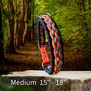 Paracord & Biothane Dog Collar - Adjustable Waterproof Wavy Falls Design