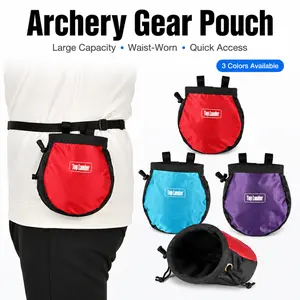 Archery Gear Pouch, Waist Storage Bag for Release Aid, Finger Tab & Small Accessories, Soft Fleece Lining, Drawstring Closure, Adjustable Belt, Lightweight Outdoor Archery Pouch