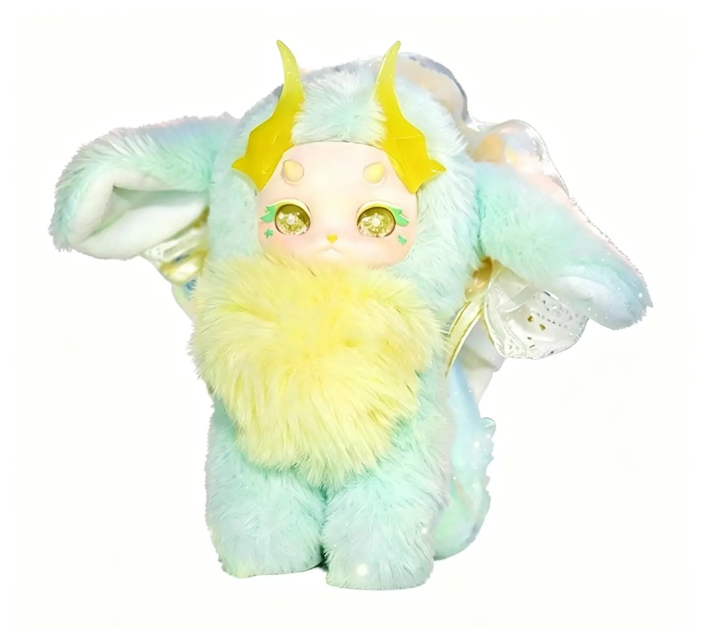 Official Gen 3 Bunny Dragon Crystal Character Soft Plush Blind Box - Iridescent Series, 1pcs (random selection), blind pack, unisex, cartoon design, dreamy gradient coloring, vinyl material, golden horns, birthday/holiday present