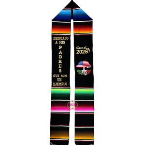 *2026* Dedicado a mis padres - Ejemplo Black Graduation Stole Sarape Sash IN STOCK