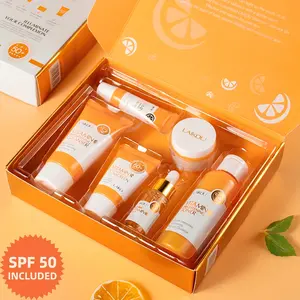Vitamin C Brightening Skincare Kit Set with SPF UV Cream Helps Improve Dark Spots Even Skin Tone Deep Hydration & Hydrating Moisturizing Anti Aging Daily Routine for Smooth Radiant Glow Skin