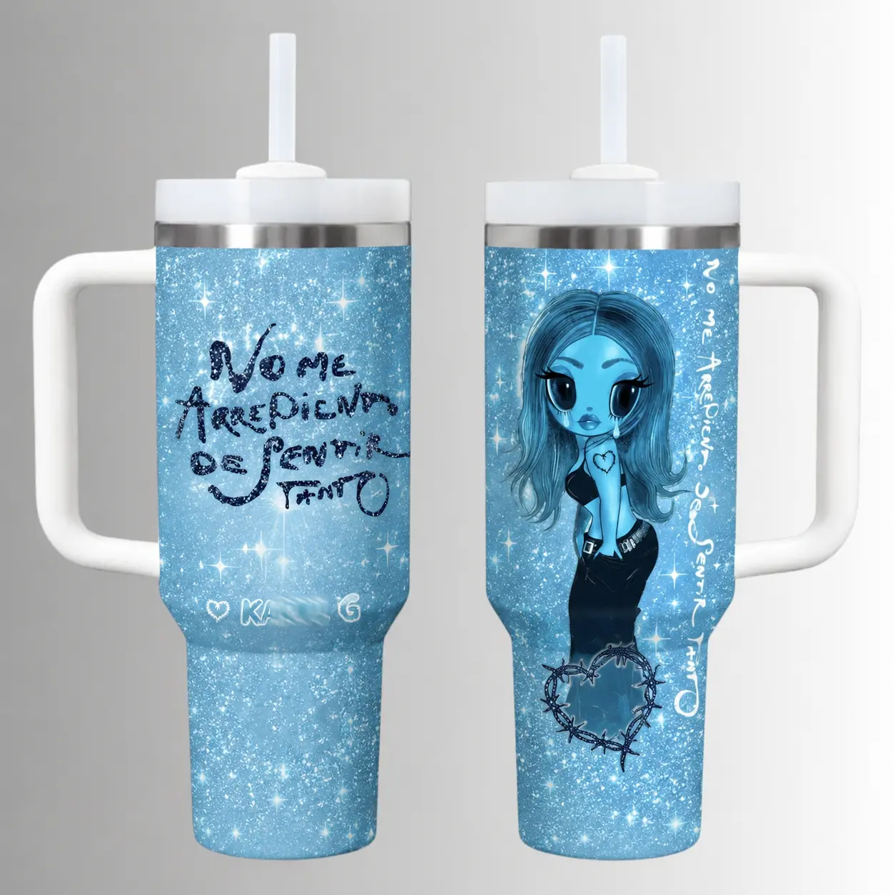 New Album No Me Arrepiento De Sentir Tanto Premium 40oz Tumbler V2 - La Bichota Latin Queen 20oz Tumbler, Latin Pop Concert Tour Merch, Cute Festival Summer, Unisex Gift for Latin Fans