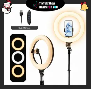 10" Ring Light Selfie Accessories with 43.3" Retractable Stand, USB-Powered Studio Light with 360° Adjustable Phone Clip Mount for TikTok Live Streaming/Makeup Tutorials, Video Light Perfect for Beauty Influencers#Easter Day