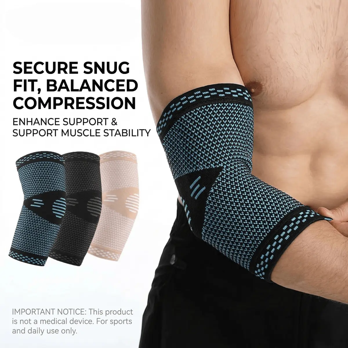 Compression Elbow Sleeve - Breathable 3D Knitted Arm Brace for Tennis, Golf & Weightlifting