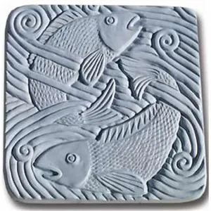 212 MAIN Fish in Water Concrete Stepping Stone Mold - Pack of 2, Square Shape, Personalized Garden Stone, Exterior Decorative Statues, Garden Sculptures Statues, Custom Path Creation, Outdoor Garden Accessories