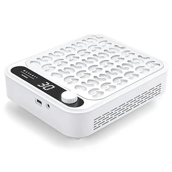 Makartt Nail Dust Collector - Professional Powerful Suction Larina Dust Cleaner with LED Display, Adjustable Speed, Reusable Filter, and Strainer Panel for Acrylic Nails Polishing Manicure Salon Home