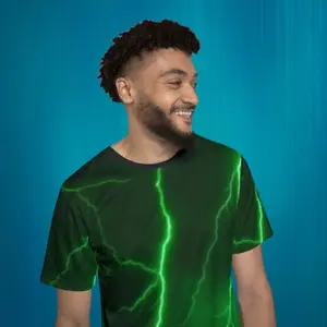 Green Lightning All-Over Print Men's Sports Jersey