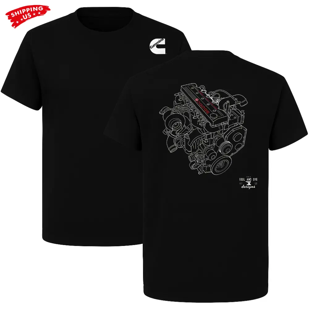 Cummins 5.9L 24V 2-Sided T-Shirt Car Parts Shirt Cummins Engine Shirt Car Lover Mens Cotton Tee Gift for Diesel Fans